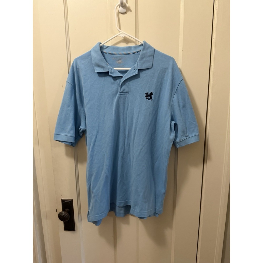 Disney Cruise Line Mens Polo Shirt Light Blue Steamboat Willie Mickey Mouse L